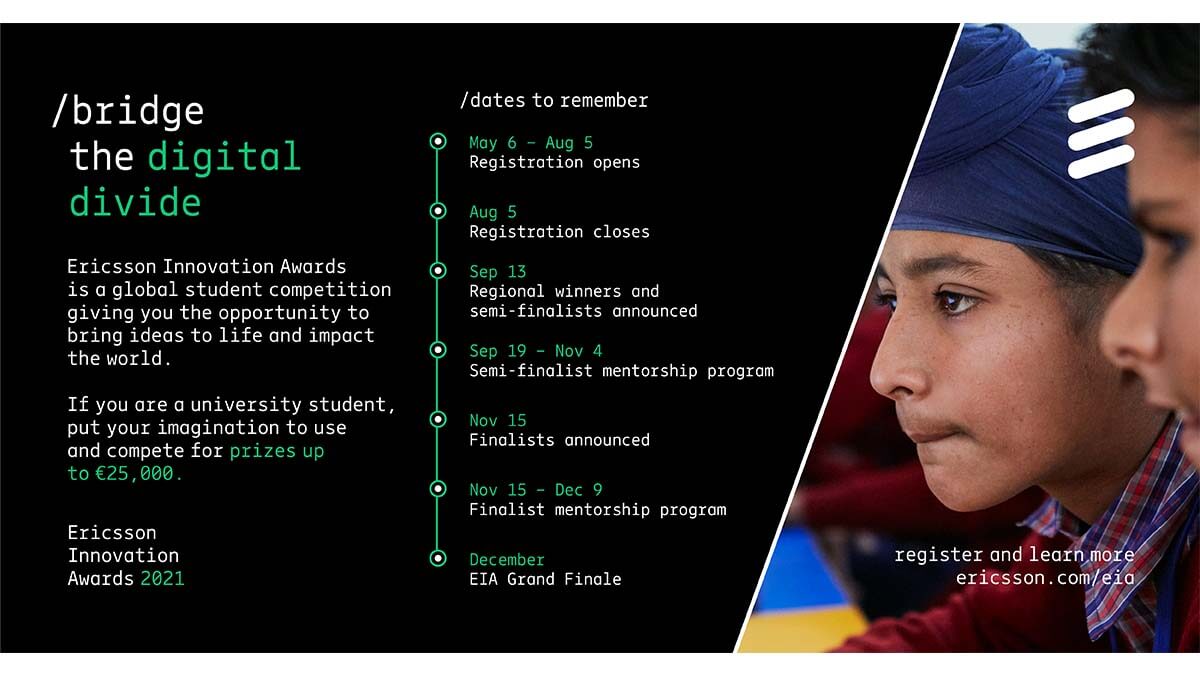 Ericsson, dünyanın dört bir yanındaki üniversite öğrencilerini Ericsson İnovasyon Ödülleri 2021'e katılmaya davet ediyor