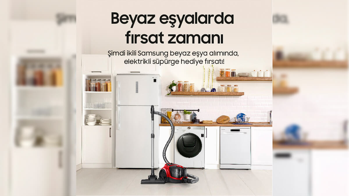 İkili Samsung beyaz eşya alımında, elektrikli süpürge hediye fırsatı!