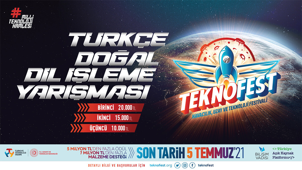 TEKNOFEST Türkçe Doğal Dil İşleme Yarışmasına Başvuruları Kaçırmayın!