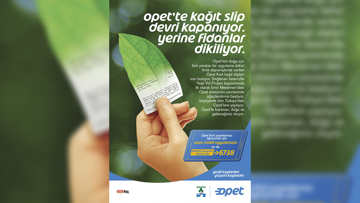 OPET’te kağıt slip dönemi sona eriyor yerine fidanlar dikiliyor