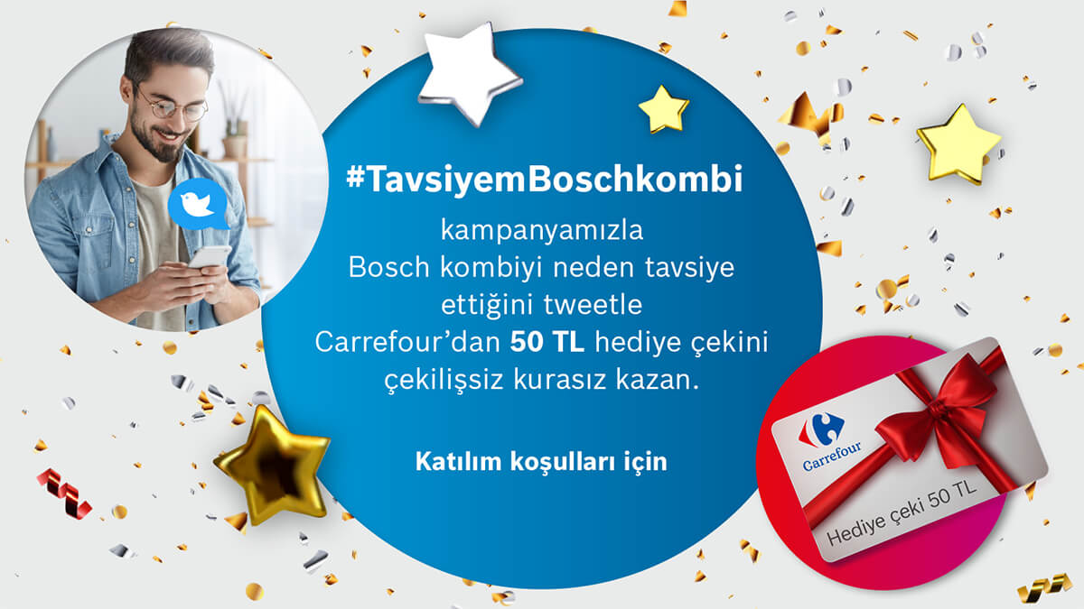 Bosch Termoteknoloji’den Bosch kombi sahiplerine kazandıran kampanya Twitter’da devam ediyor!