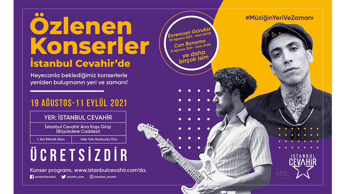 "MÜZİĞİN YERİ VE ZAMANI” İLE CAN BONOMO VE EVRENCAN GÜNDÜZ İSTANBUL CEVAHİR’DE