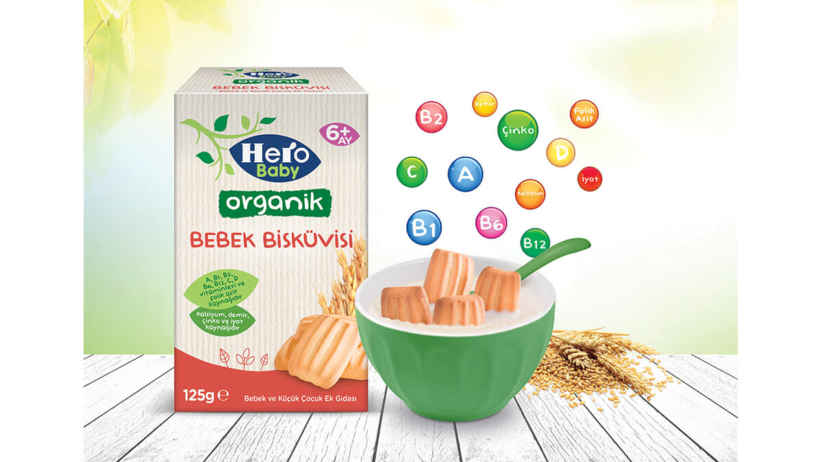 Vitamin ve Mineral Kaynağı Hero Baby Organik Bebek Bisküvisi!