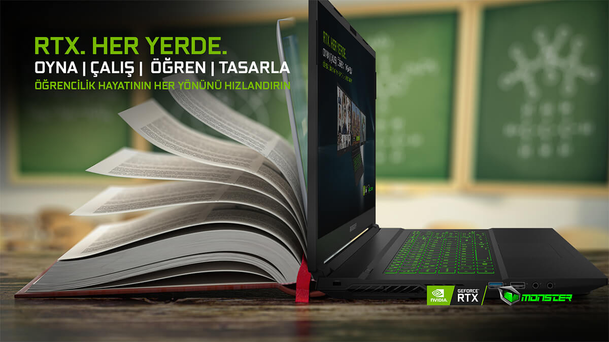 RTX ekran kartlı Monster Notebook’lar ile oyunda da okulda da yüksek performans!